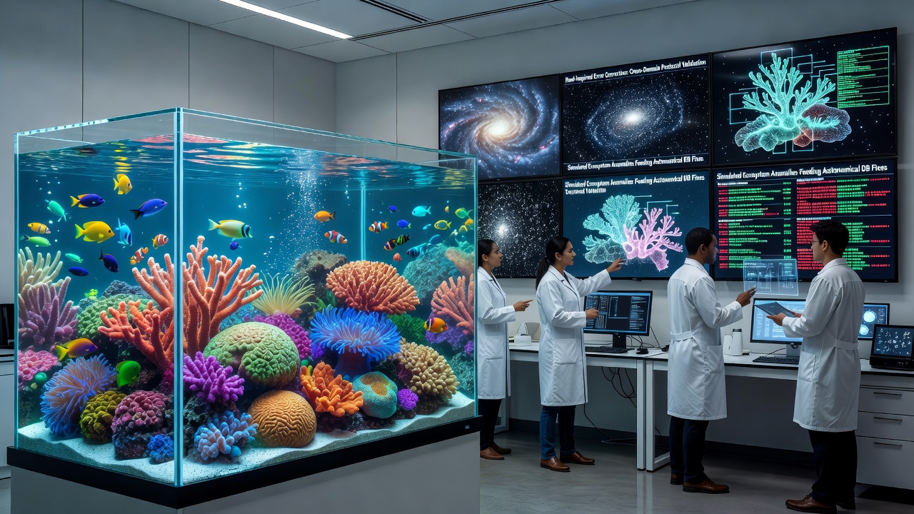 Examining How Simulated Reef Ecosystems Inform Error Correction Protocols in Large-Scale Astronomical Databases